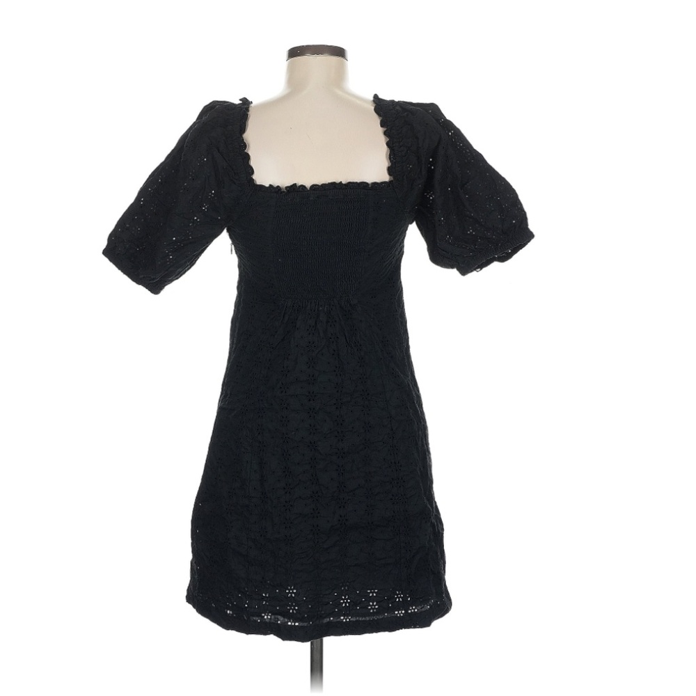 GAP Puff Sleeve Square Neck Eyelet Mini Dress (M) Black NEW - No Tags - Picture 2 of 7